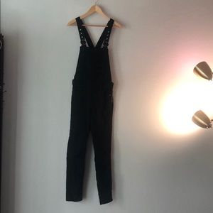 Black Bib Skinny Ankle cut Overalls